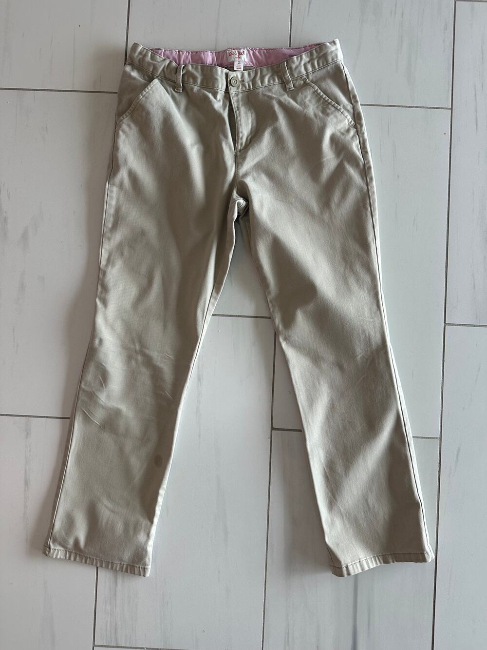 Cat & Jack Boys Khaki Chino Pants Size 16 Plus Straight Fit School Uniform Tan